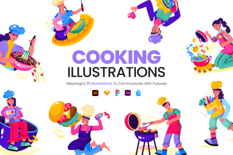 Flat Cooking Illustrations