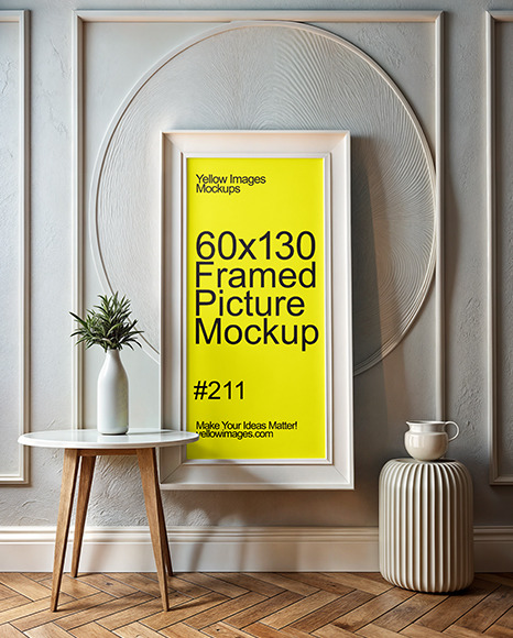 Framed Picture in a White Room Mockup