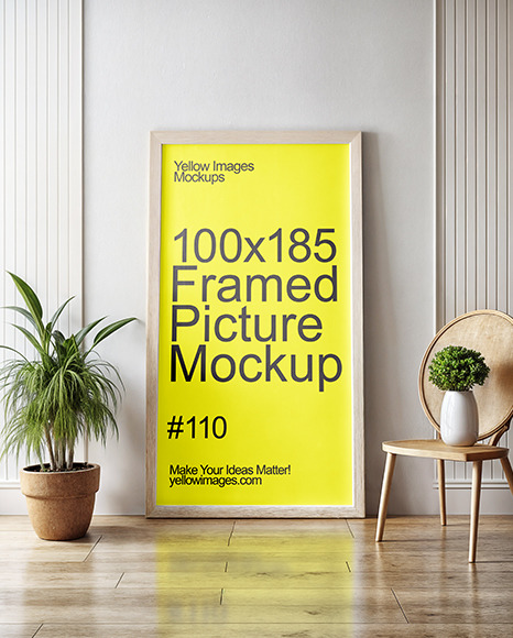 Wooden Framed Picture in Simple Interior Mockup