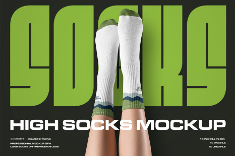 10 Mockups High Socks on the Woman Legs  vol.02