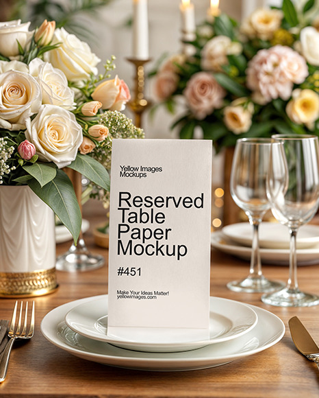 Reserved Table Paper Card Mockup