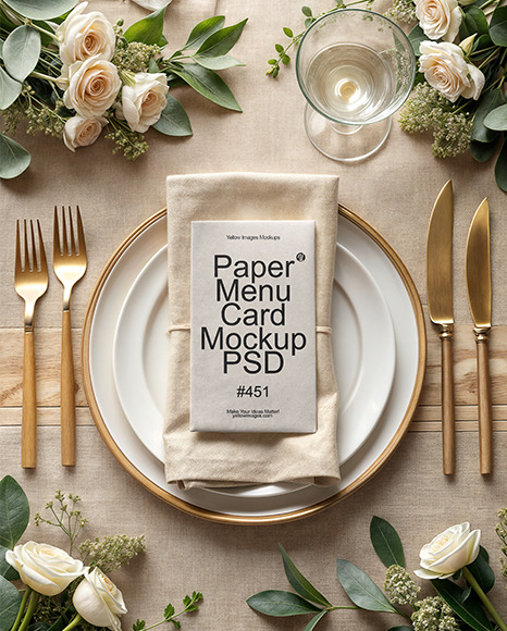 Wedding Menu Card on a Served Table Mockup