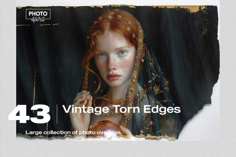 43 Vintage Torn Edges Effect Photo Overlays