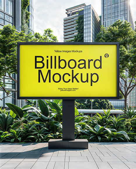 Billboard in a Downtown Mockup