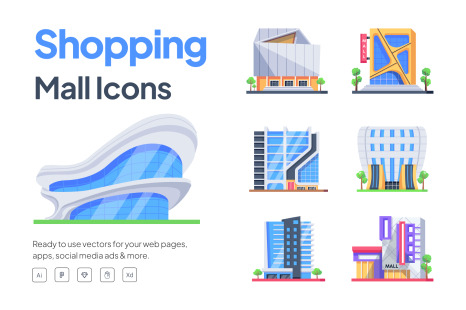 Isometric Shopping Mall Icons