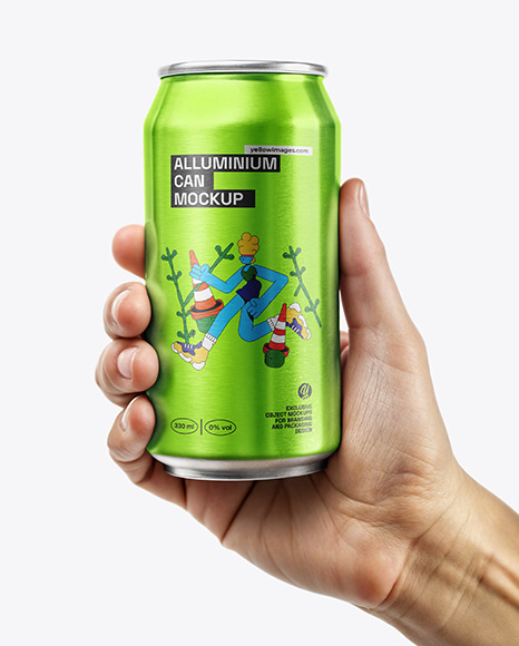 Hand Holding an Aluminum Can Mockup