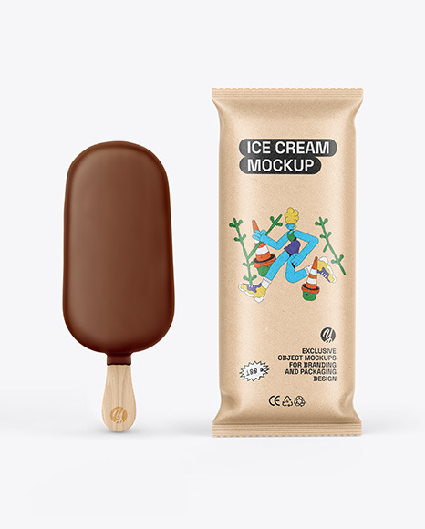 Kraft Flow Pack W/ Ice Cream Mockup