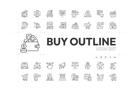 Buy and Purchase Outline Icons