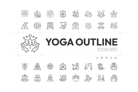 Yoga and Meditation Icon Set