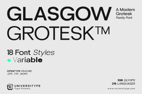 UT Glasgow Grotesk - A Modern Grotesk Family Font