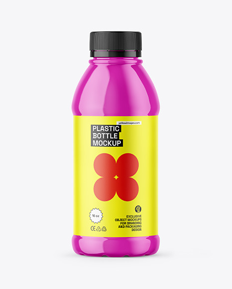 Glossy Plastic 16oz Bottle Mockup