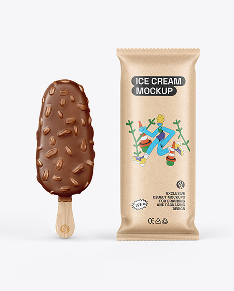 Kraft Flow Pack W/ Ice Cream Mockup