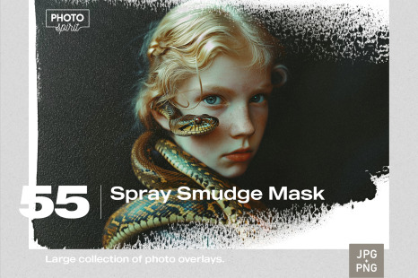 55 Spray Smudge Mask Effect JPG and PNG Photo Overlays