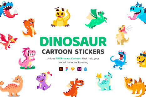 Dinosaur Cartoon Stickers