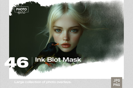 46 Ink Blot Mask Effect JPG and PNG Photo Overlays