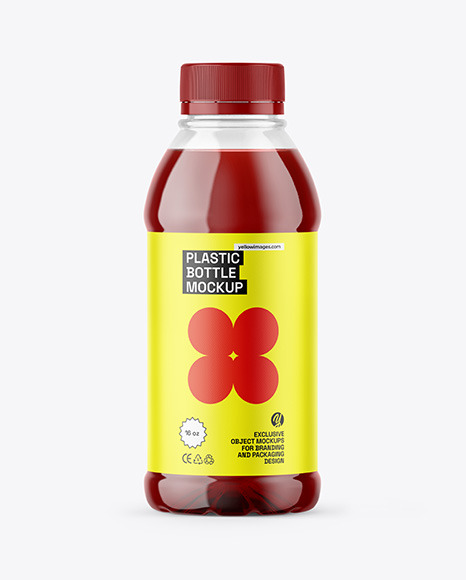 Clear Plastic 16oz Bottle w/ Juice Mockup