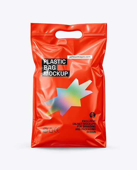 Shiny Plastic Bag with Handles Mockup