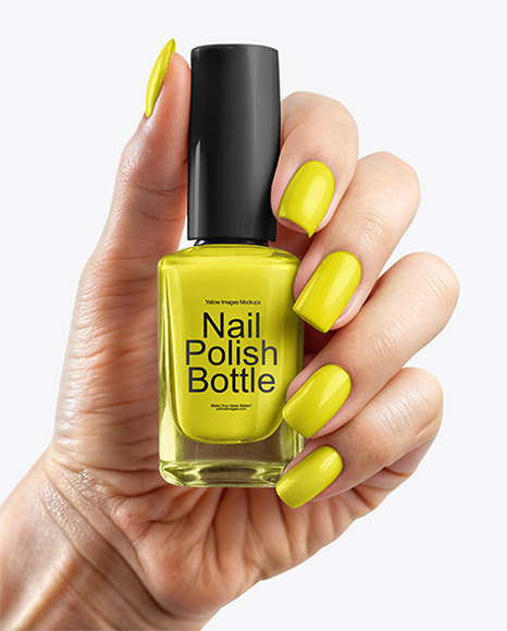 Woman's Hand with Manicure Holding a Nail Polish Mockup
