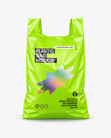 Plastic Shopping Bag with Handles Mockup