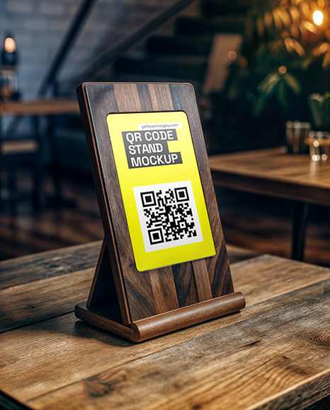 Table QR Scan Stand Mockup