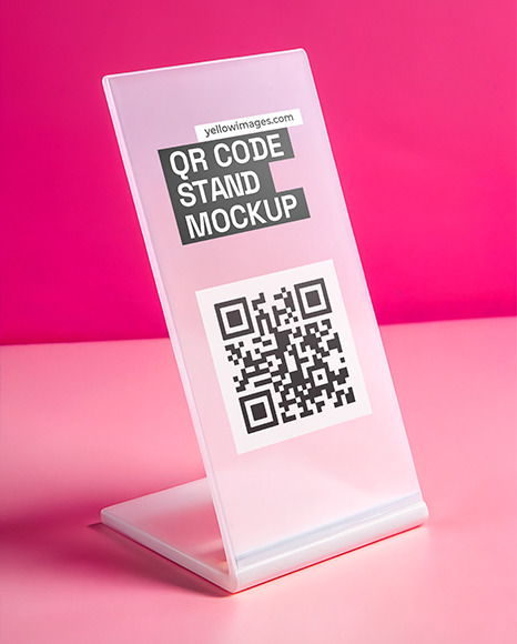 Acrylic QR Code Scan Stand Mockup
