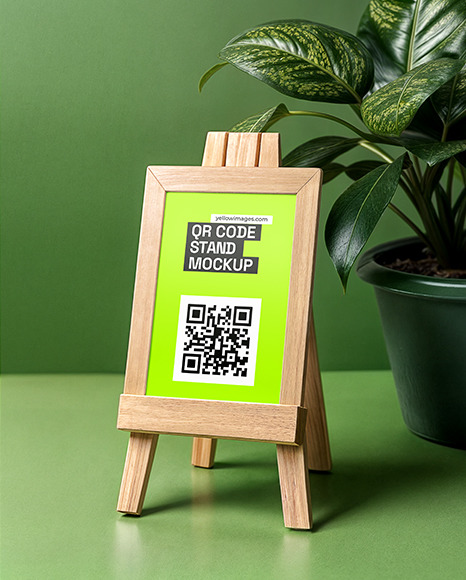 Wooden Easel-Shaped Scan Stand Mockup