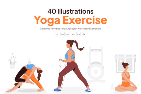 Yoga Exercise Illustration Set