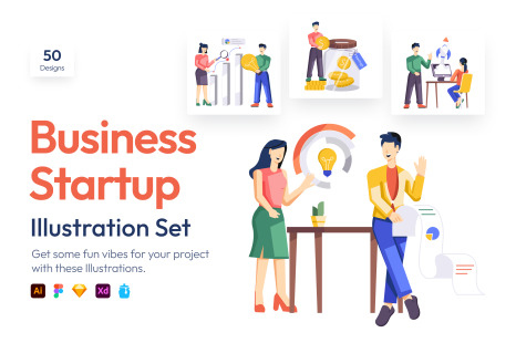 Business Startup Illustration Set