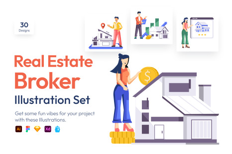 Real Estate Flat Illustrations