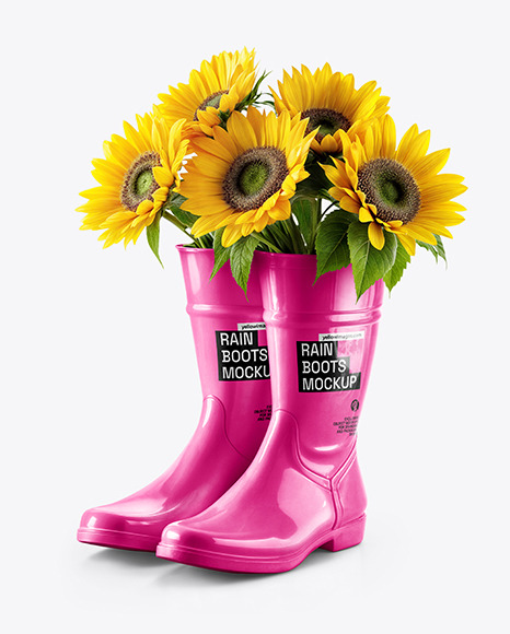 Rain Boots with Sunflowers Mockup