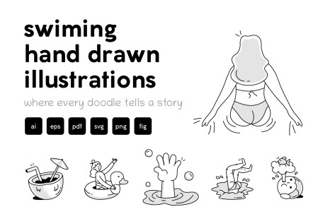 Swimming Doodle Icon Pack
