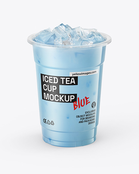 Iced Blue Milk Tea Cup Mockup