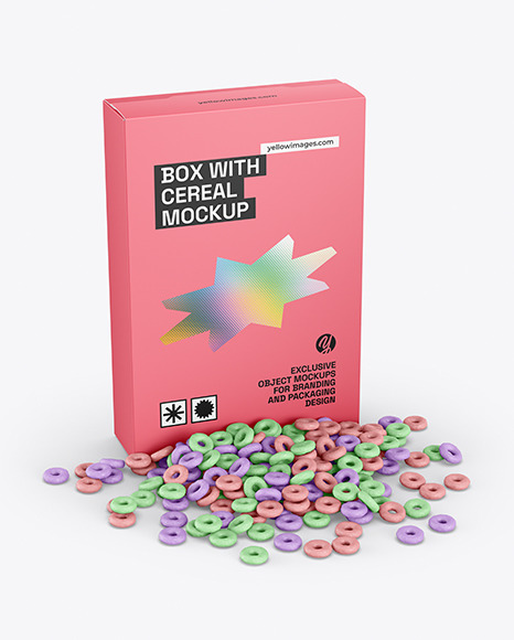 Box With Cereal Mockup
