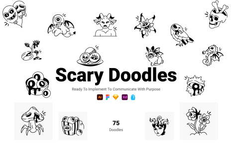 Spooky and Scary Doodles Icons
