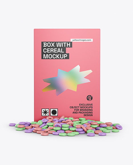 Box With Cereal Mockup