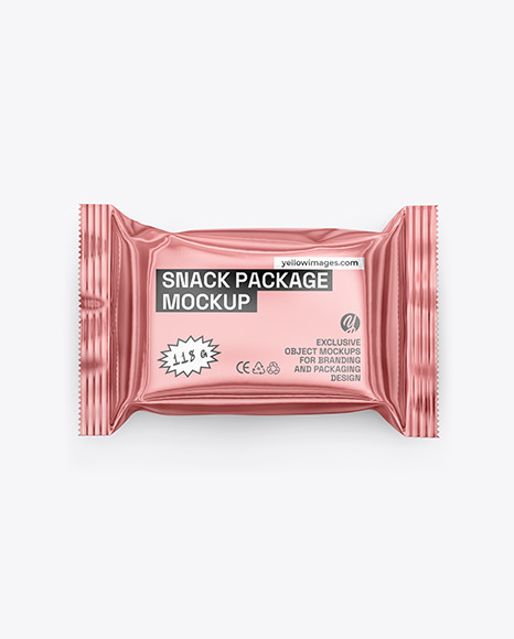 Glossy Metallic Snack Package Mockup