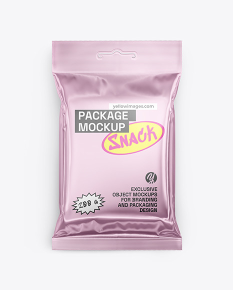 Glossy Metallic Snack Package Mockup