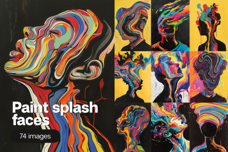 Paint splash faces - 74 images