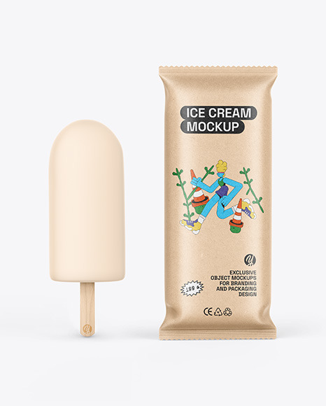 Kraft Flow Pack W/ Ice Cream Mockup