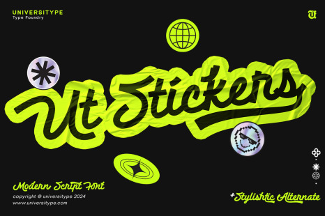 UT Stickers - A Modern Script Font