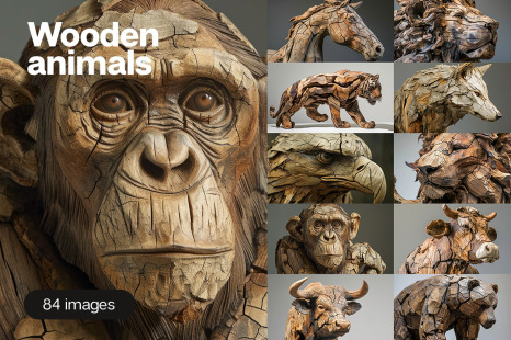 Wooden animals - 84 images