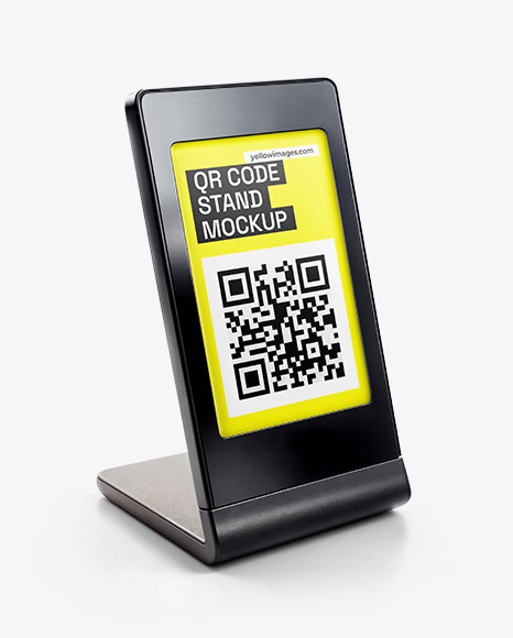 Black Plastic QR Code Scan Stand Mockup