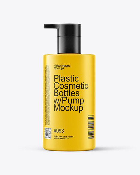 Plastic Cosmetic Bottles with Pump Cap Mockup