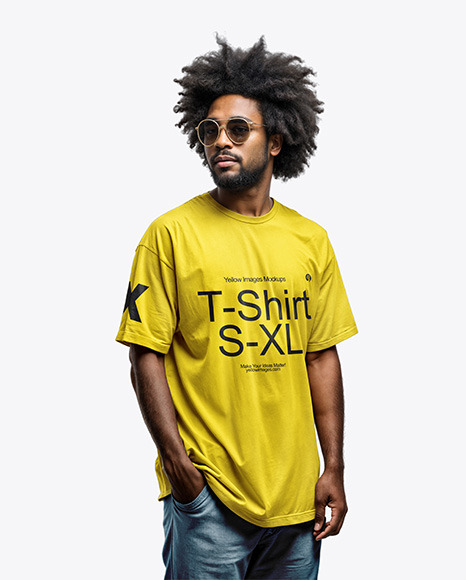 Man Wearing a T-Shirt and Sunglasses Mockup