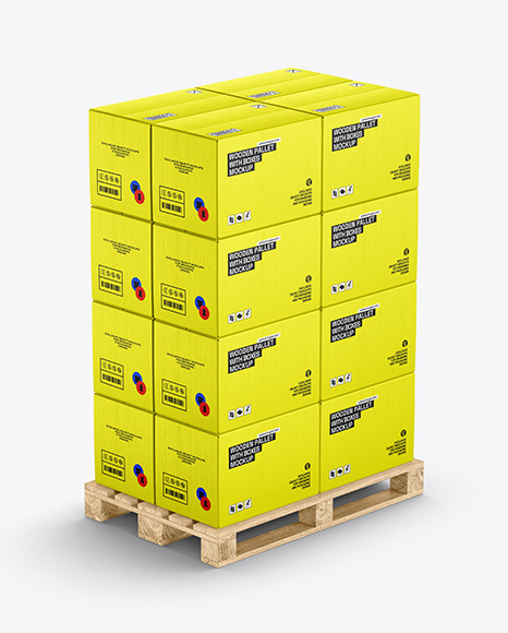 Wooden Pallet With Boxes Mockup
