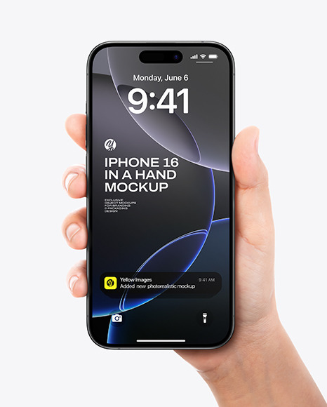 iPhone 16 in a Hand Mockup