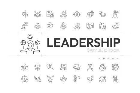 Leadership Outline Icon Set