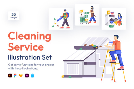 Cleaning Vector Illustration Set