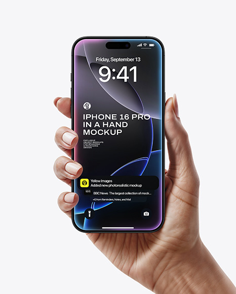 iPhone 16 Pro Black Titanium in a Hand Mockup