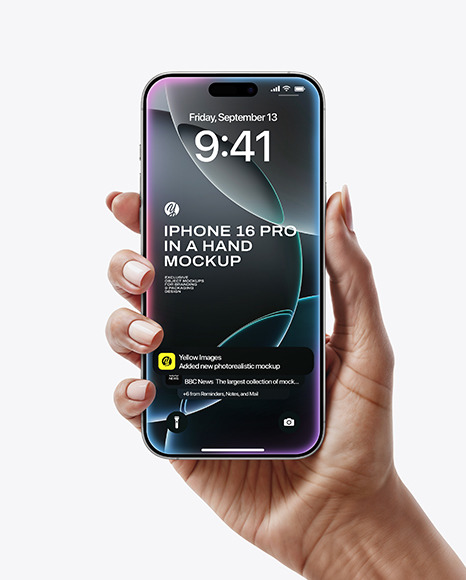 iPhone 16 Pro White Titanium in a Hand Mockup